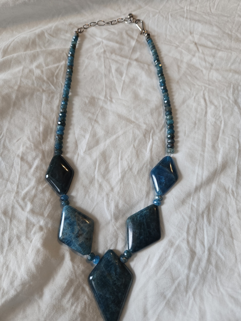 Jay King Mine Finds Blue Apatite Diamond Shaped Station Necklace DTR 925 18 In